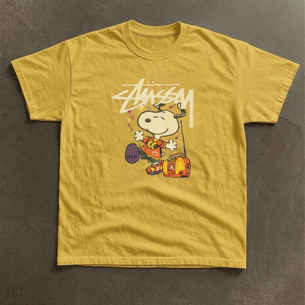 Gildan Snoopy Stussy Boombox  Graphic T-Shirt